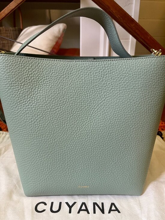 Cuyana Handbags - CUYANA Linea Bucket Bag in Mint, Pebbled Leather Tote Purse